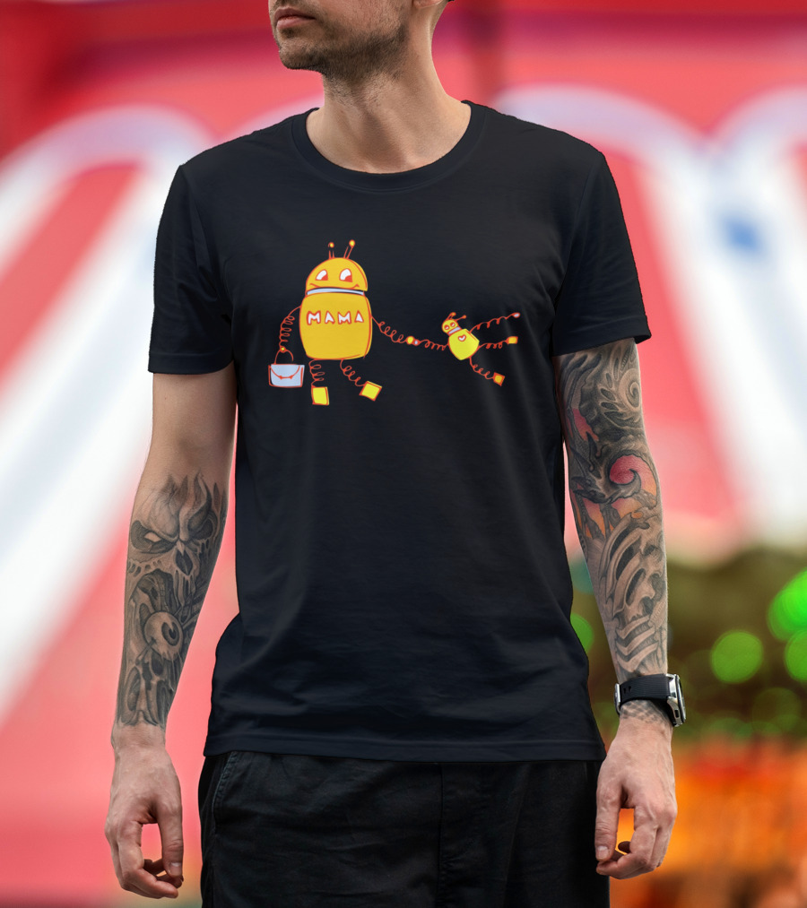 Mama Robot With Child Holding Hands T-Shirt