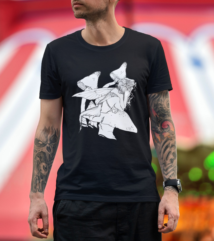 Lazy Afternoon Enchanting Fairy with Mushroom Forest Fantasy Scene T-Shirt