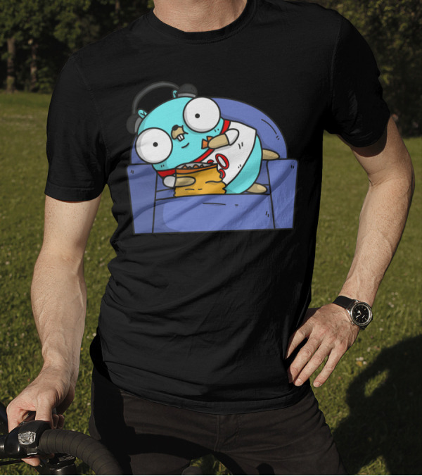 Golang Relaxed Gopher On Couch With Snack T-Shirt