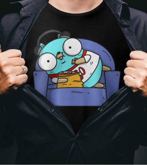 Golang Relaxed Gopher On Couch With Snack T-Shirt
