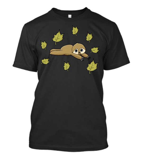 Sloth Surrounded By Falling Leaves Lazy Slothy Days T-Shirt