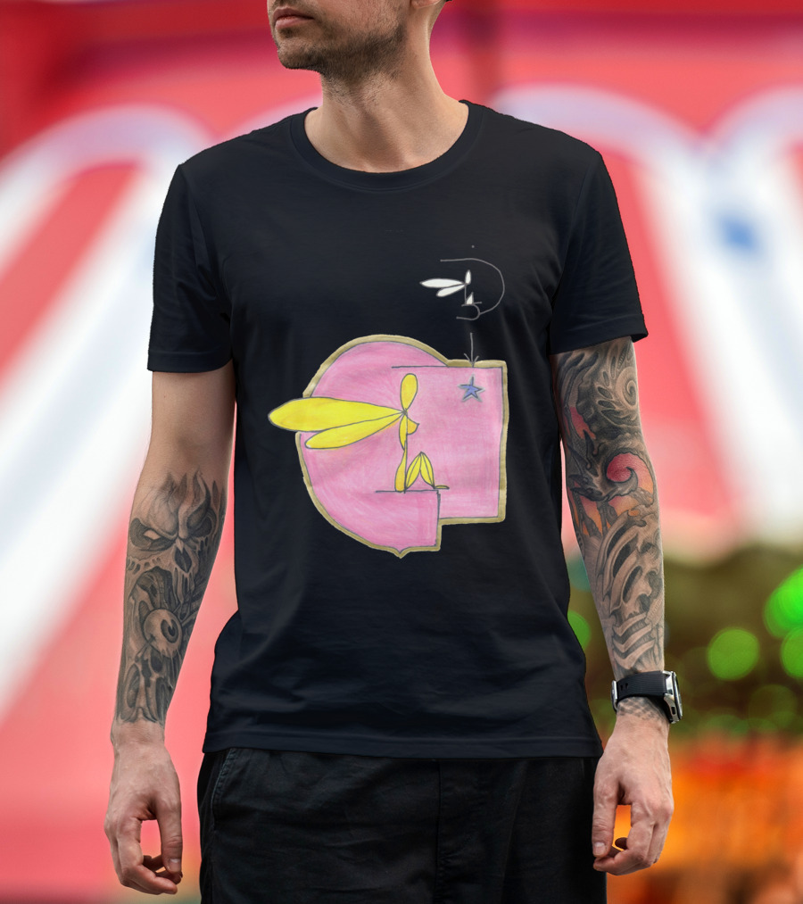 Flyin Maat Peach Abstract Figure with Star and Wings T-Shirt