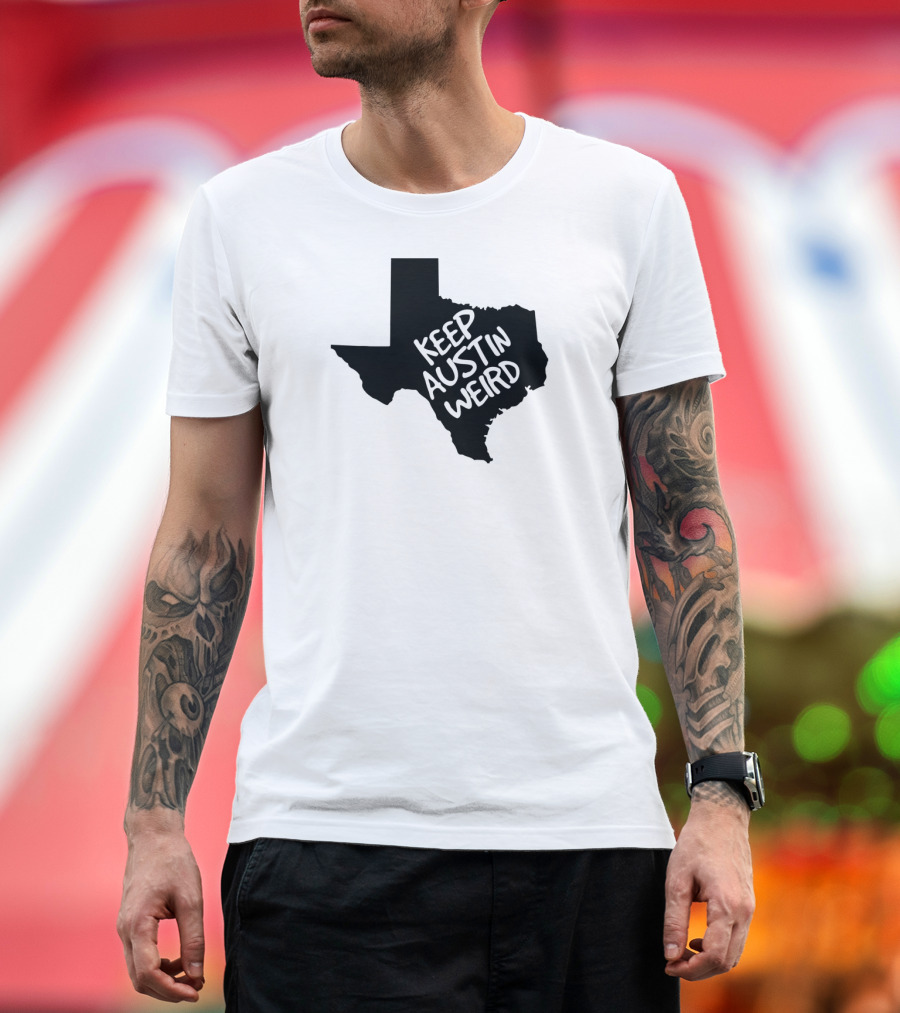 Keep Austin Weird Texas State Shape T-Shirt