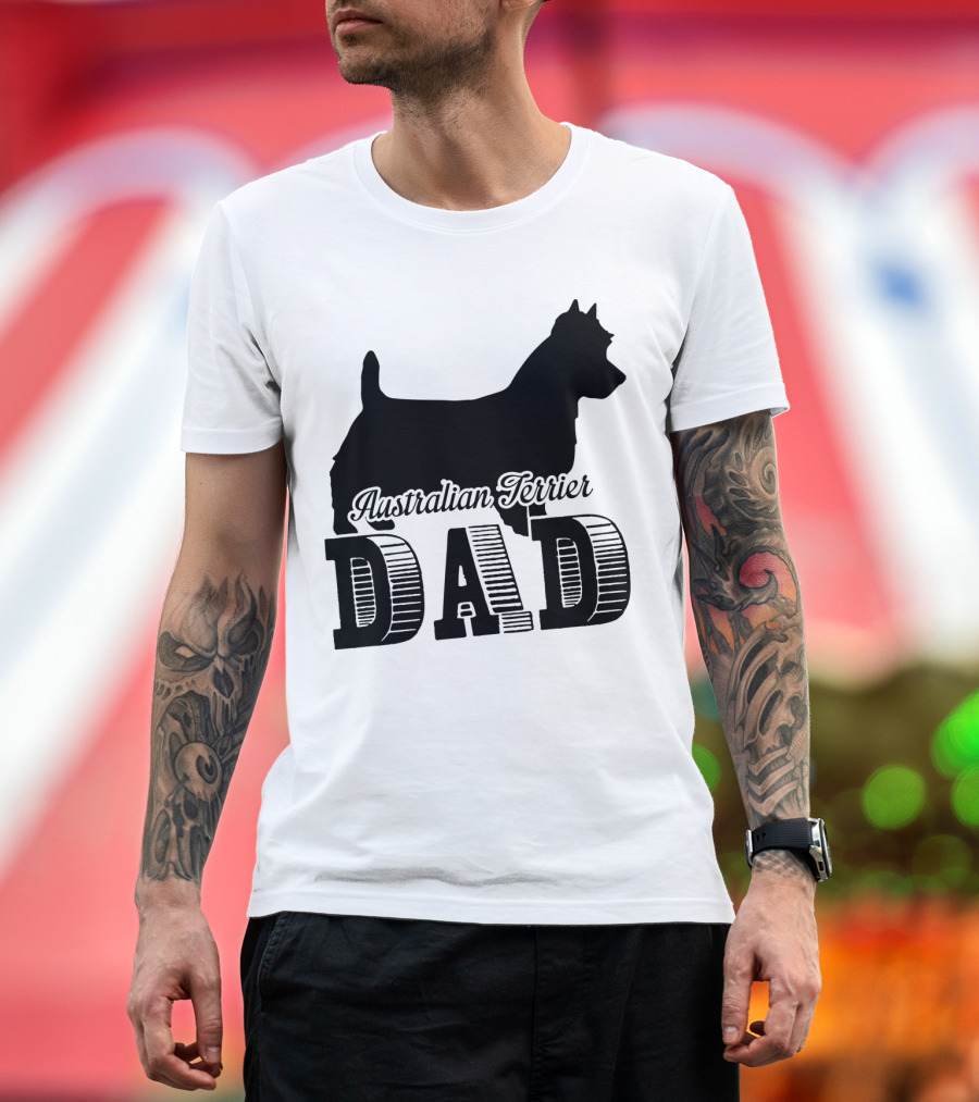 Australian Terrier Dog Silhouette Dad T-Shirt