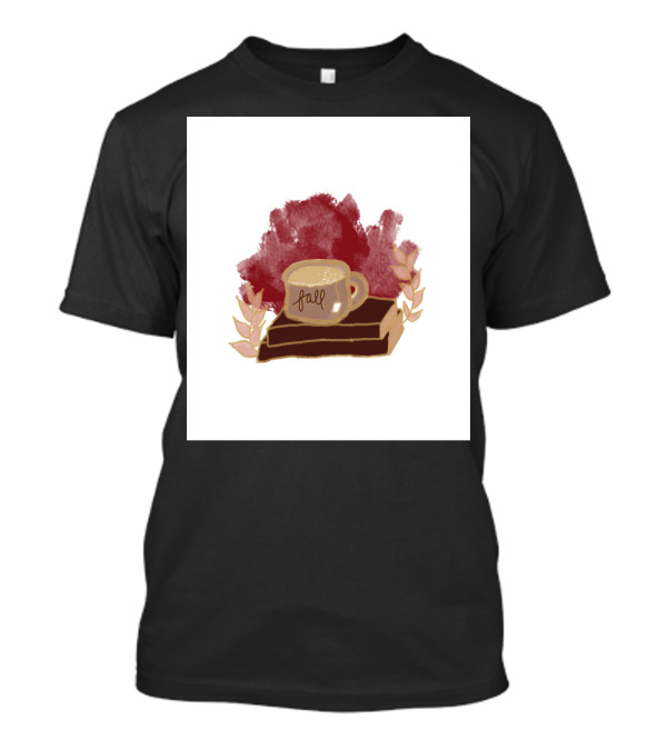 Cozy Coffee And Books Autumn Aesthetic With Fall Leaves T-Shirt