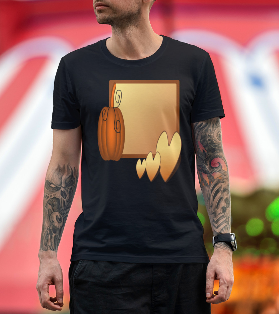 Autumn Harvest Pumpkin and Heart Shapes Banner T-Shirt