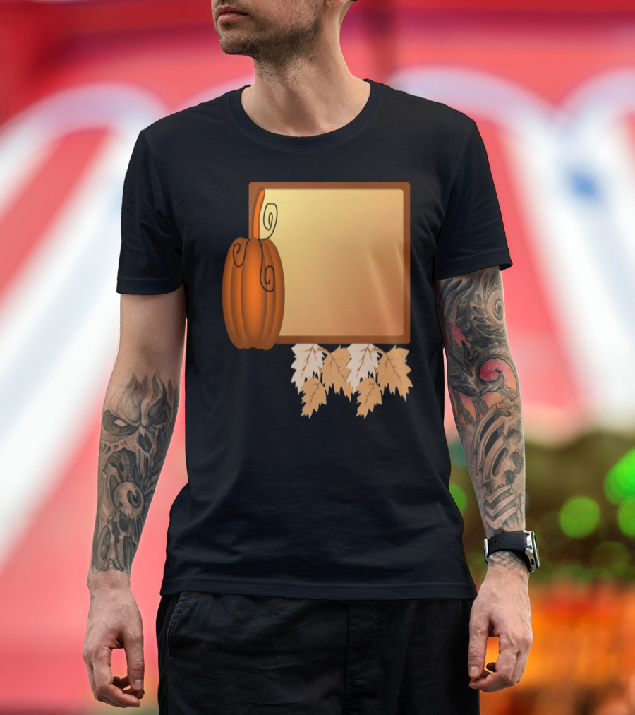 Autumn Pumpkin Frame with Falling Leaves T-Shirt