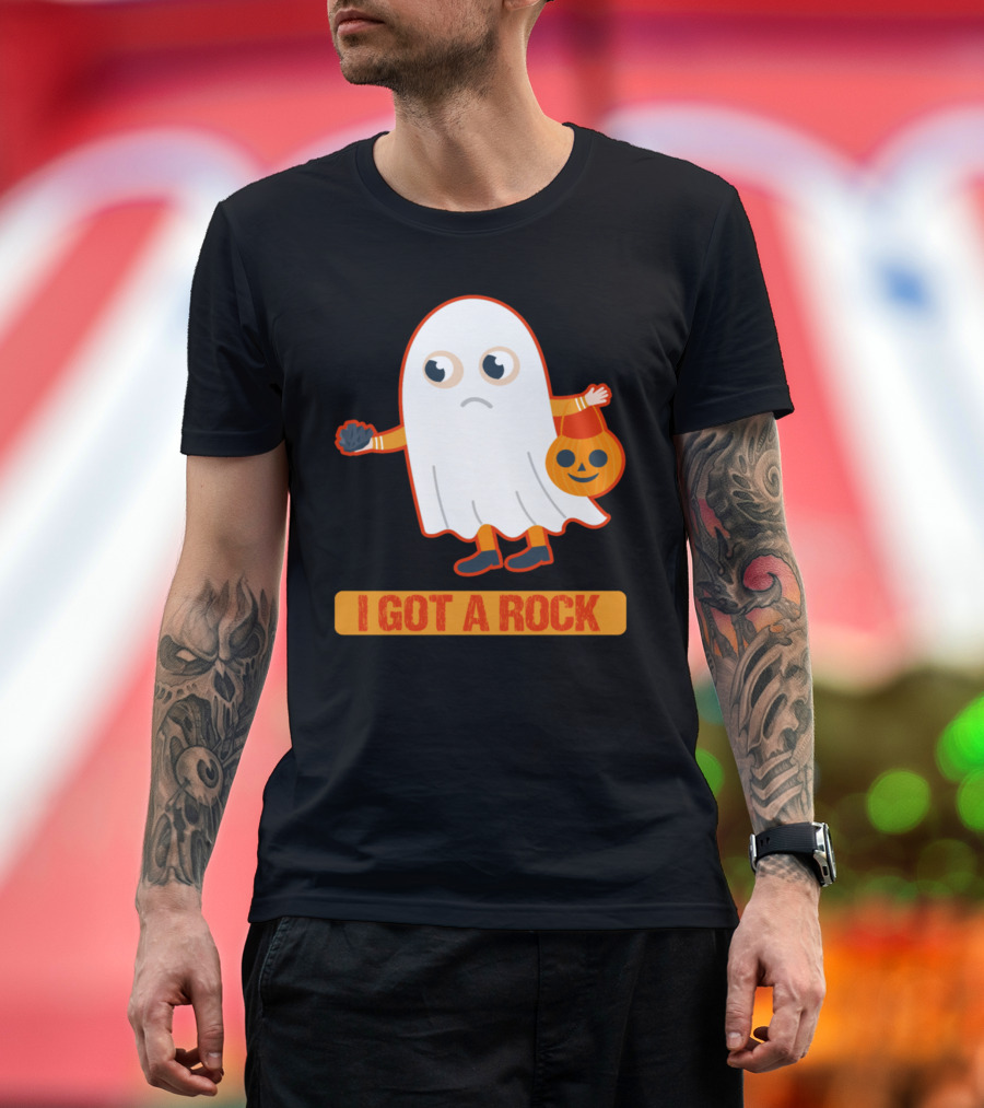 I Got A Rock Funny Ghost Trick Or Treat Halloween Pumpkin Bag T-Shirt