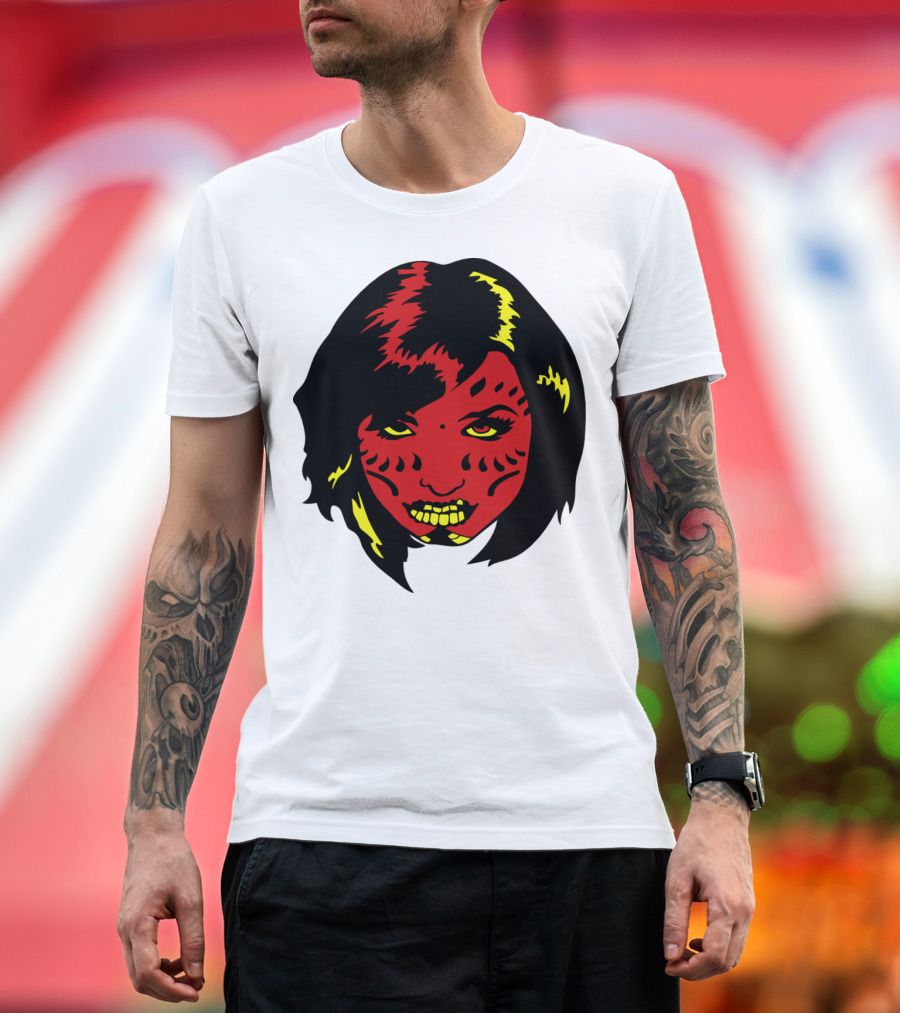 Darr Skeleton Face Girl Red and Black Mask T-Shirt