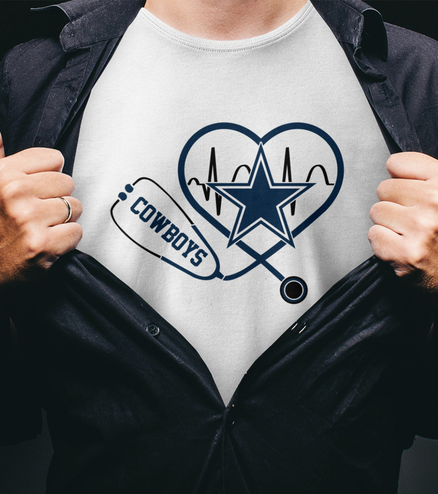 Cowboys Heartbeat Stethoscope Star T-Shirt