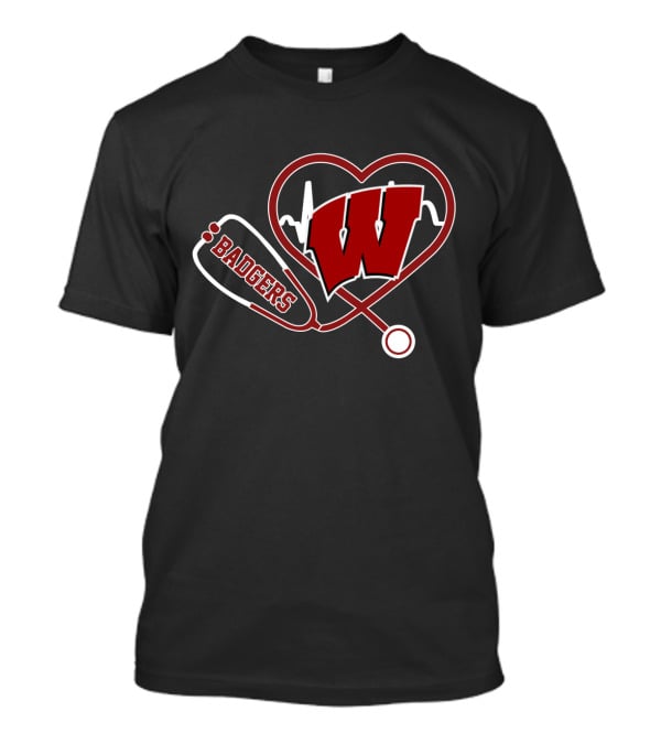 Wisconsin Badgers Stethoscope Heartbeat T-Shirt