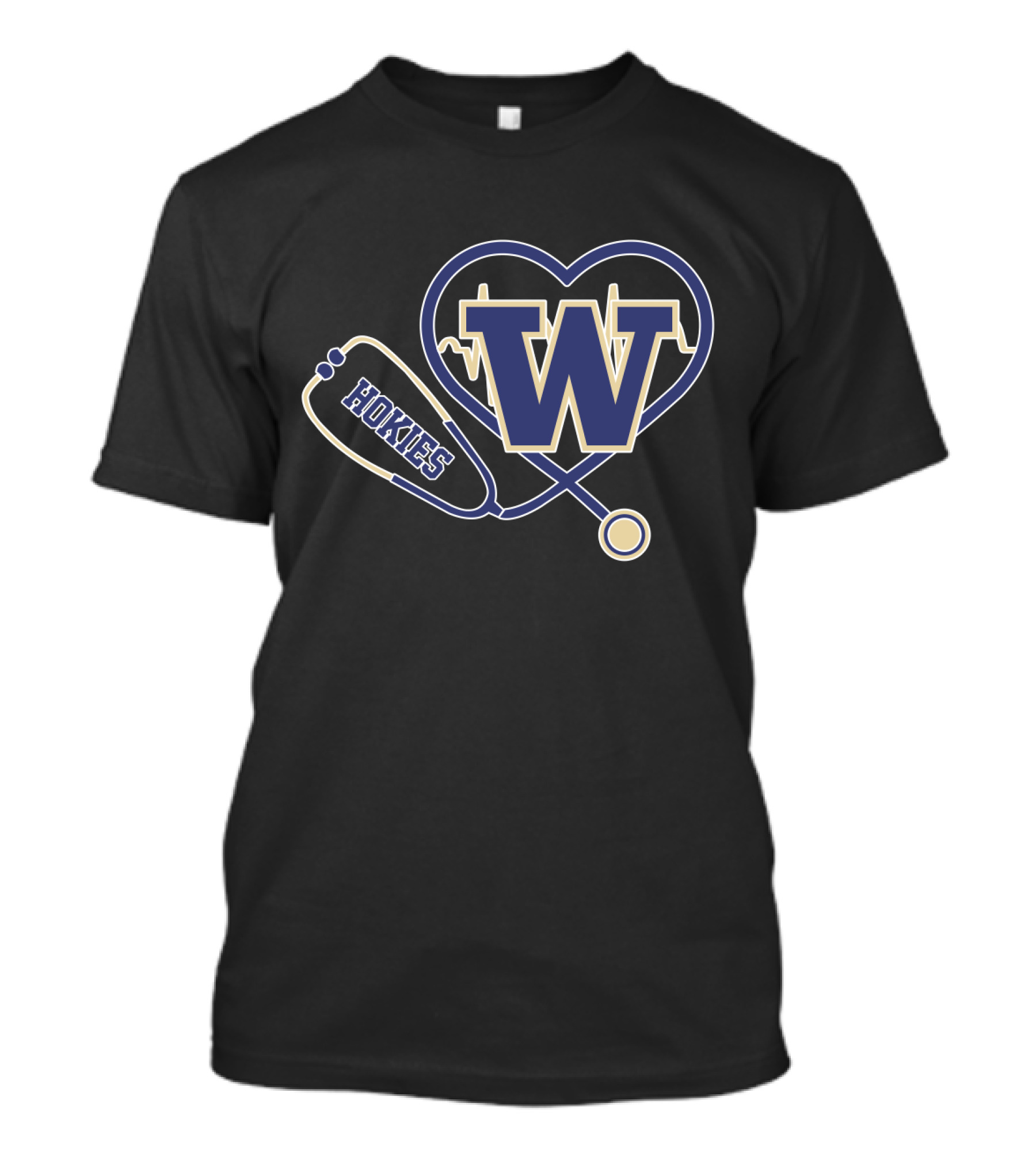 W Huskies Heartbeat Stethoscope T-Shirt