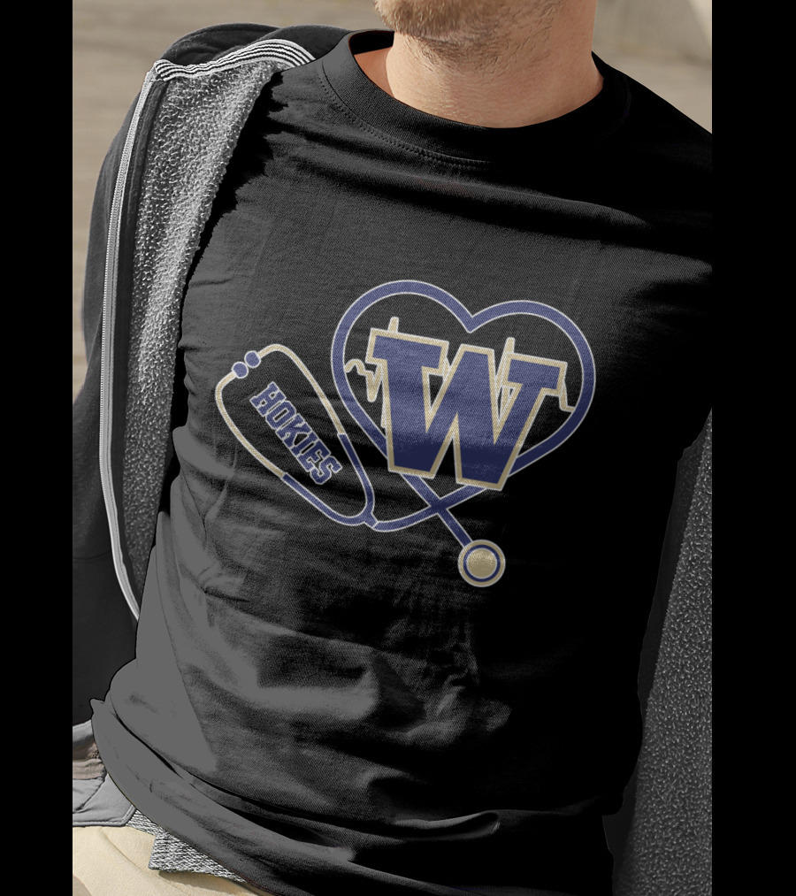 W Huskies Heartbeat Stethoscope T-Shirt