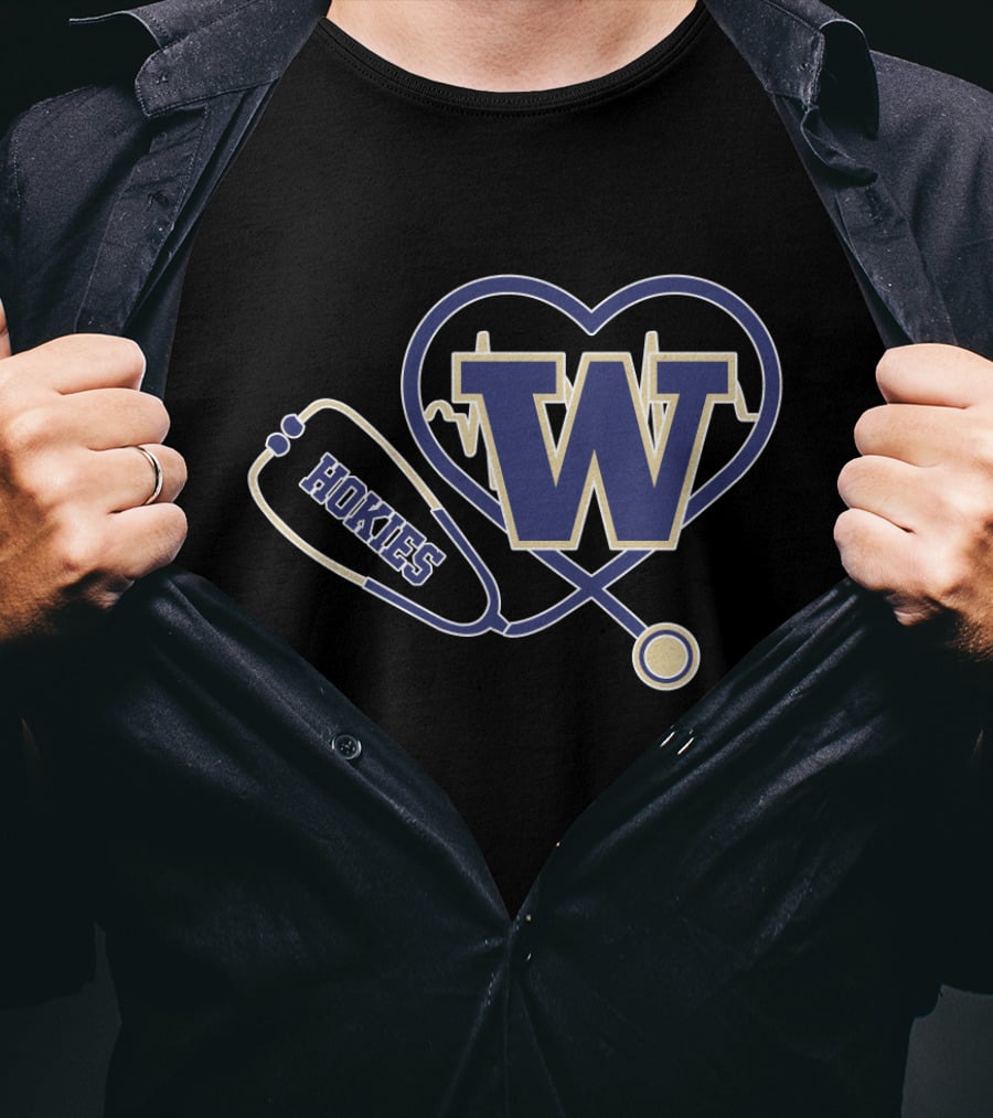W Huskies Heartbeat Stethoscope T-Shirt