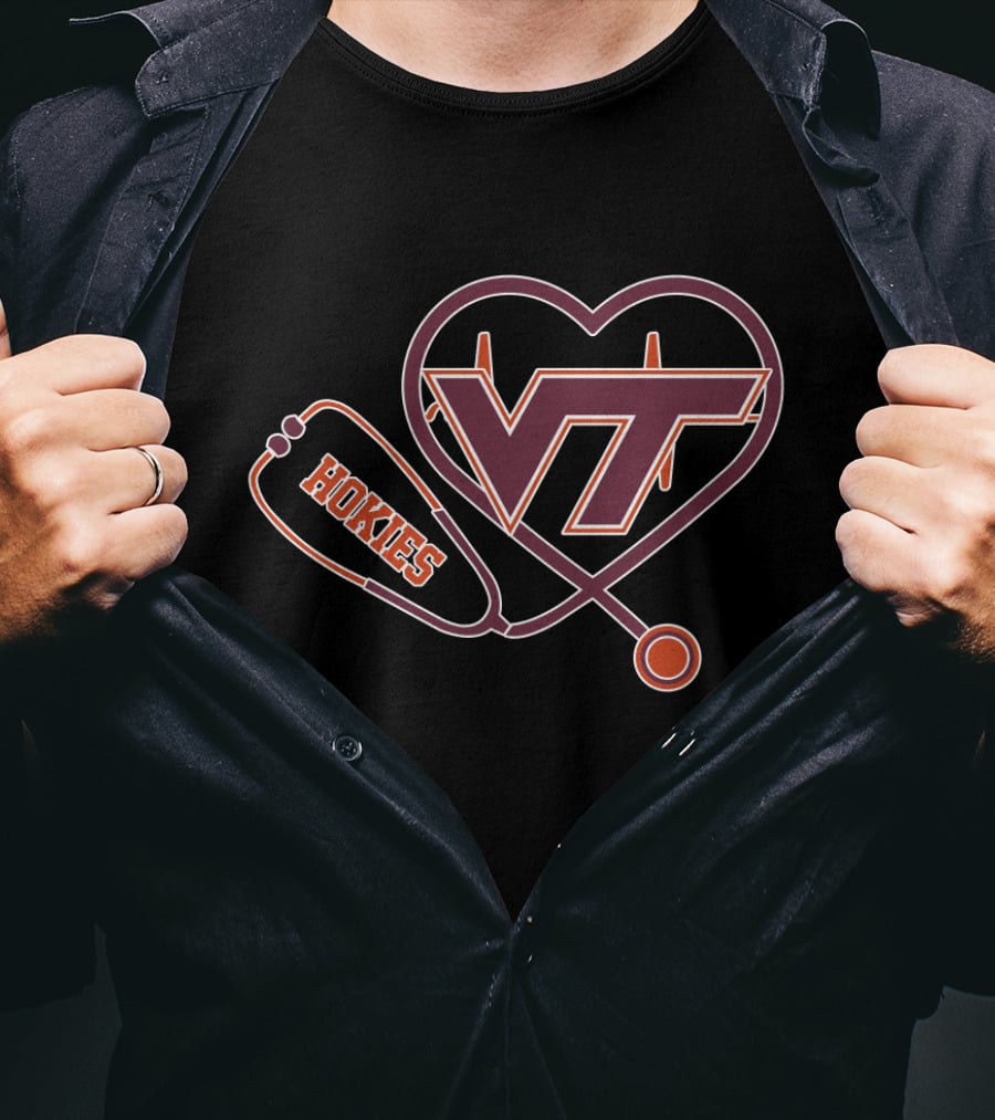 VT Hokies Heart Stethoscope T-Shirt