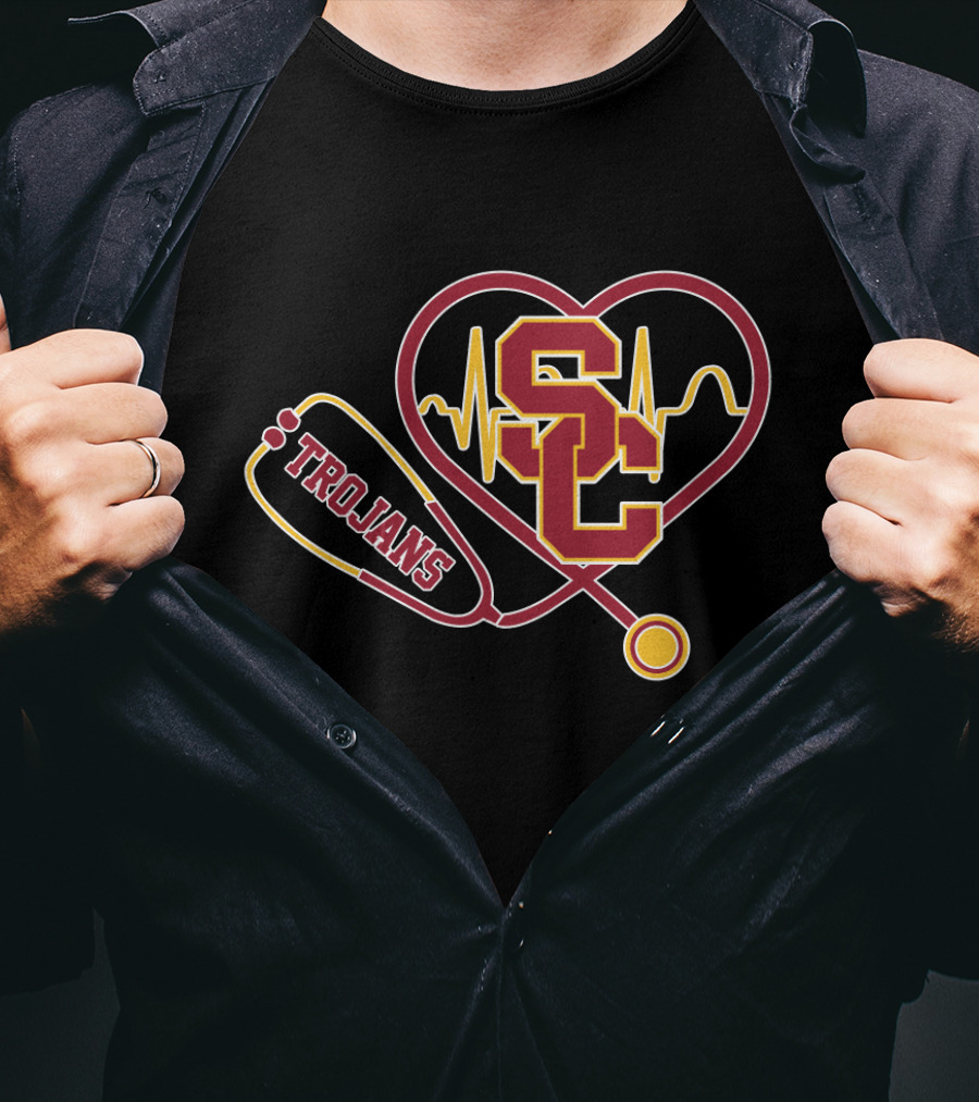 USC Trojans Heartbeat Stethoscope T-Shirt