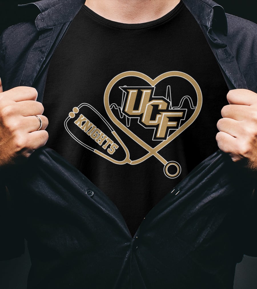 UCF Knights Heart Stethoscope EKG T-Shirt