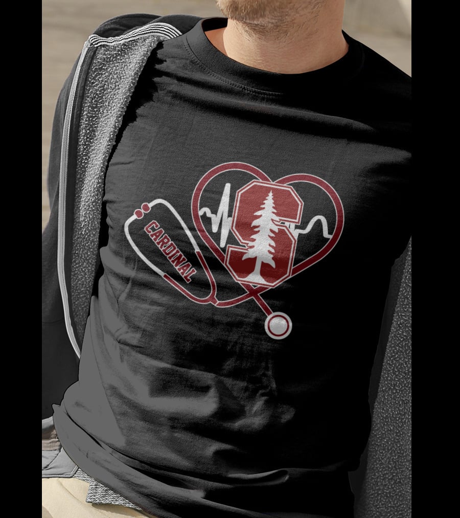 Stanford Cardinal Medical Stethoscope Heartbeat T-Shirt