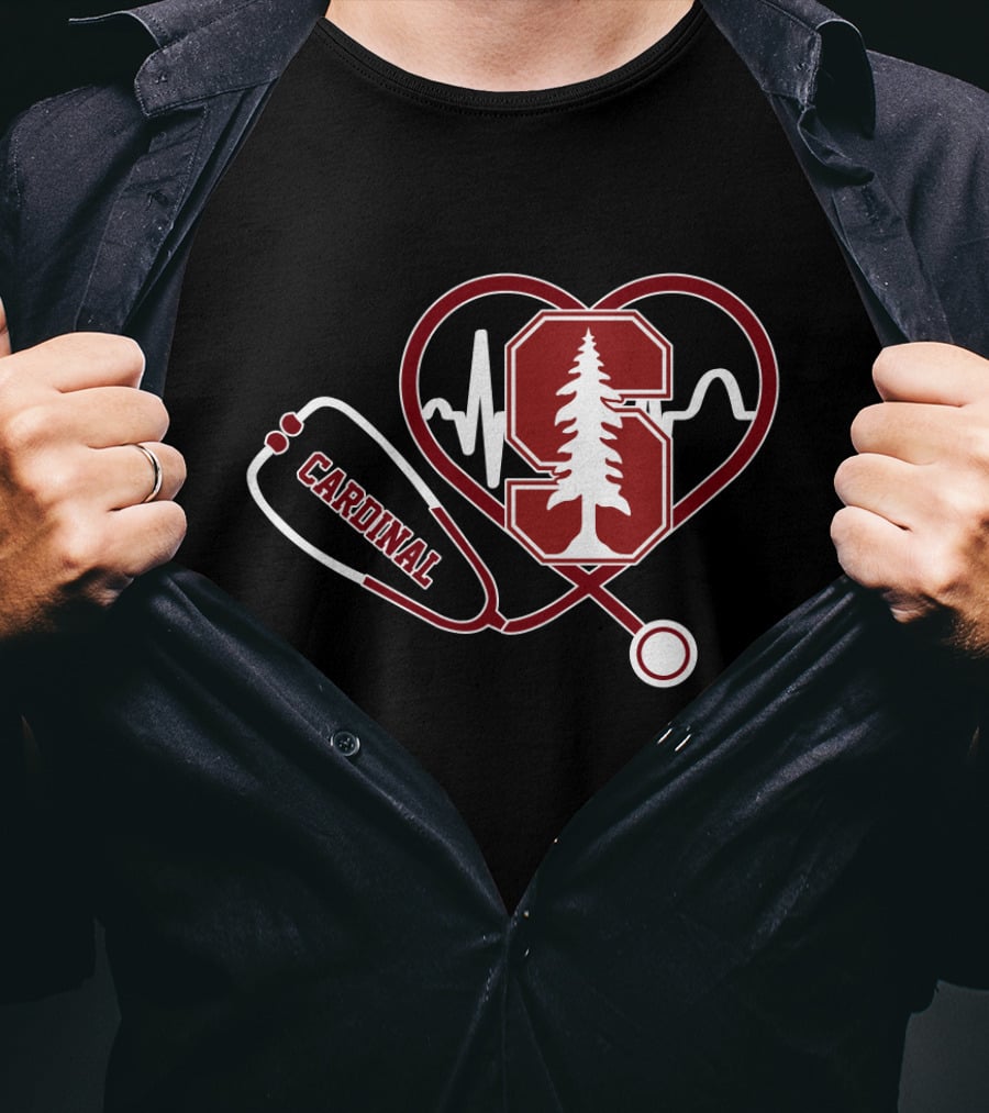 Stanford Cardinal Medical Stethoscope Heartbeat T-Shirt