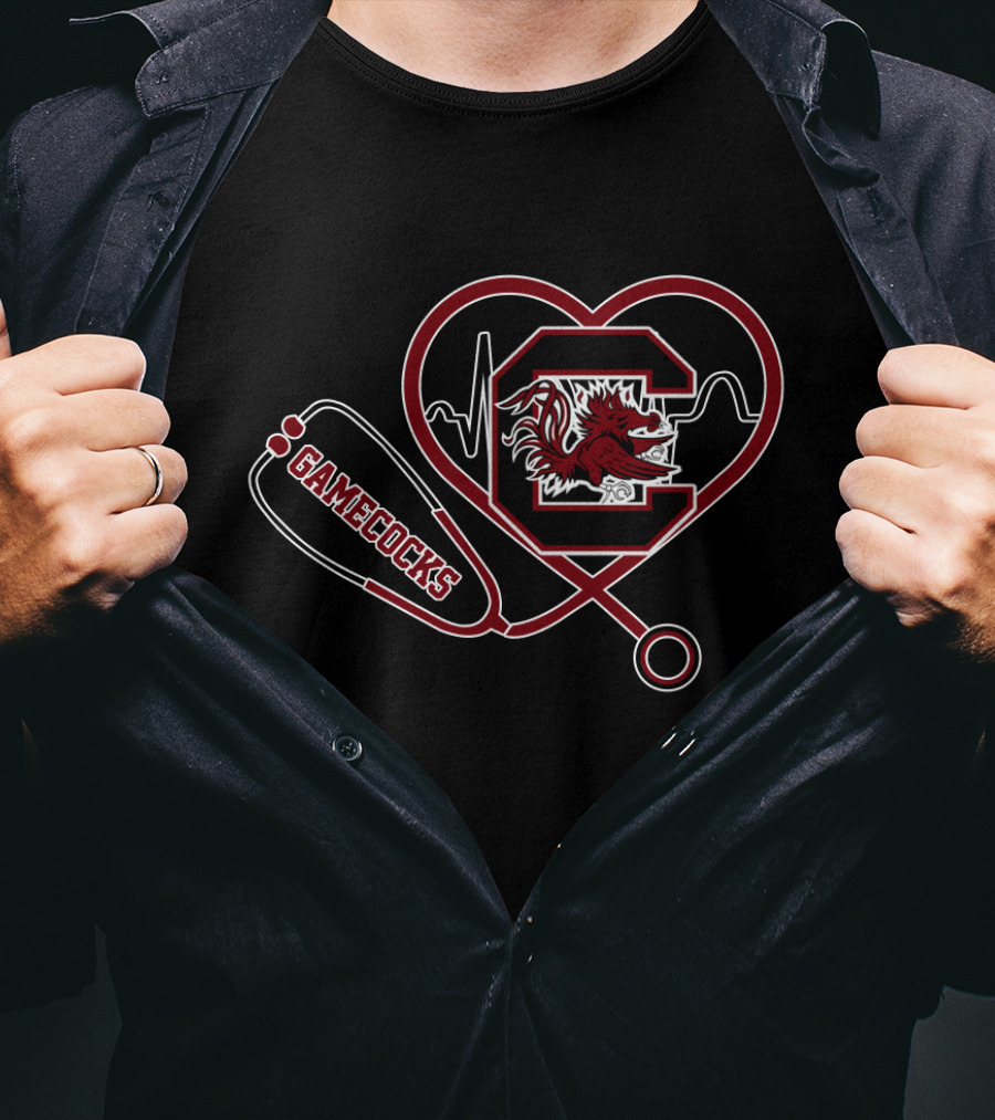 South Carolina Gamecocks Heartbeat Stethoscope T-Shirt