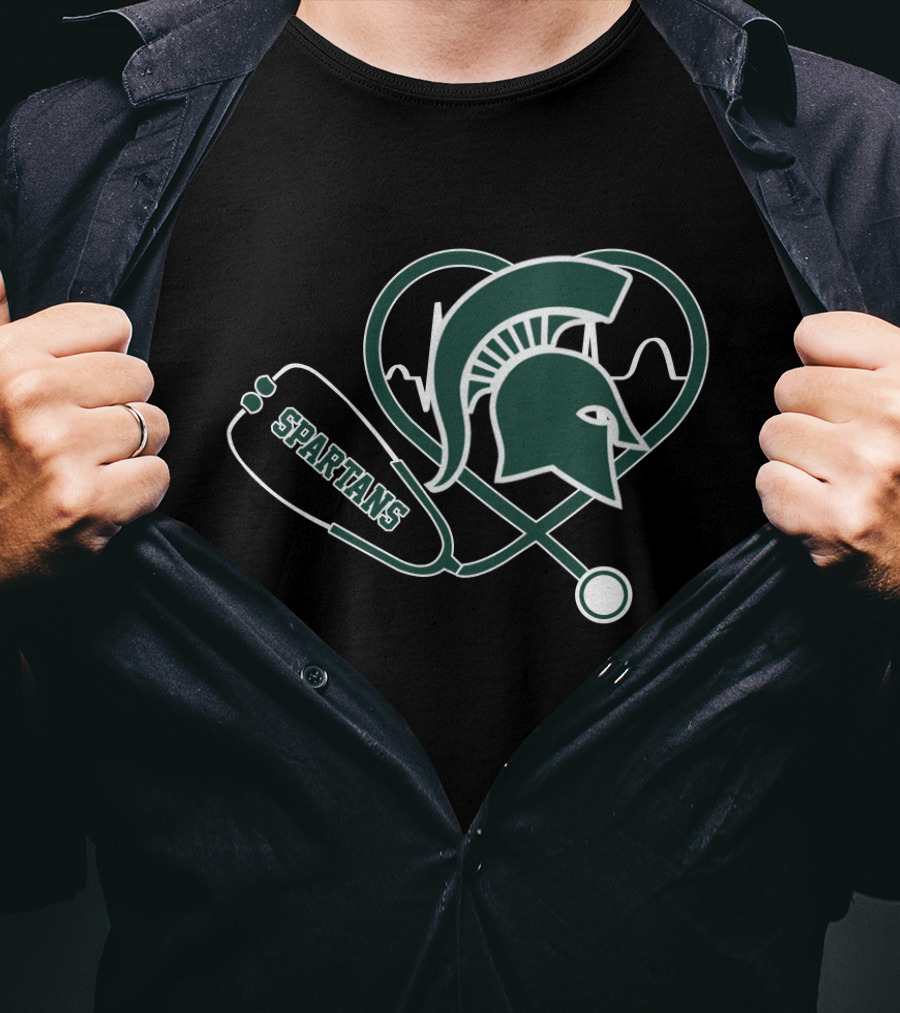 Spartans Heartbeat Stethoscope Michigan State T-Shirt