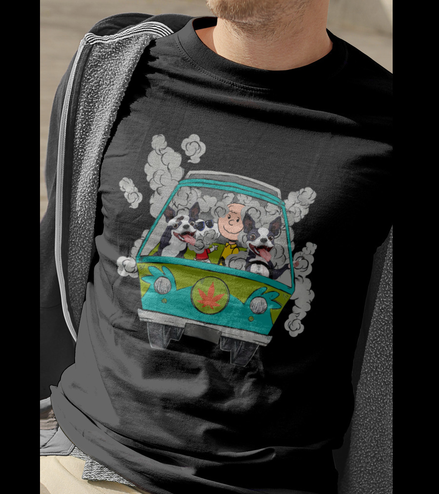 Boston Terrier Smoking Van Adventure T-Shirt