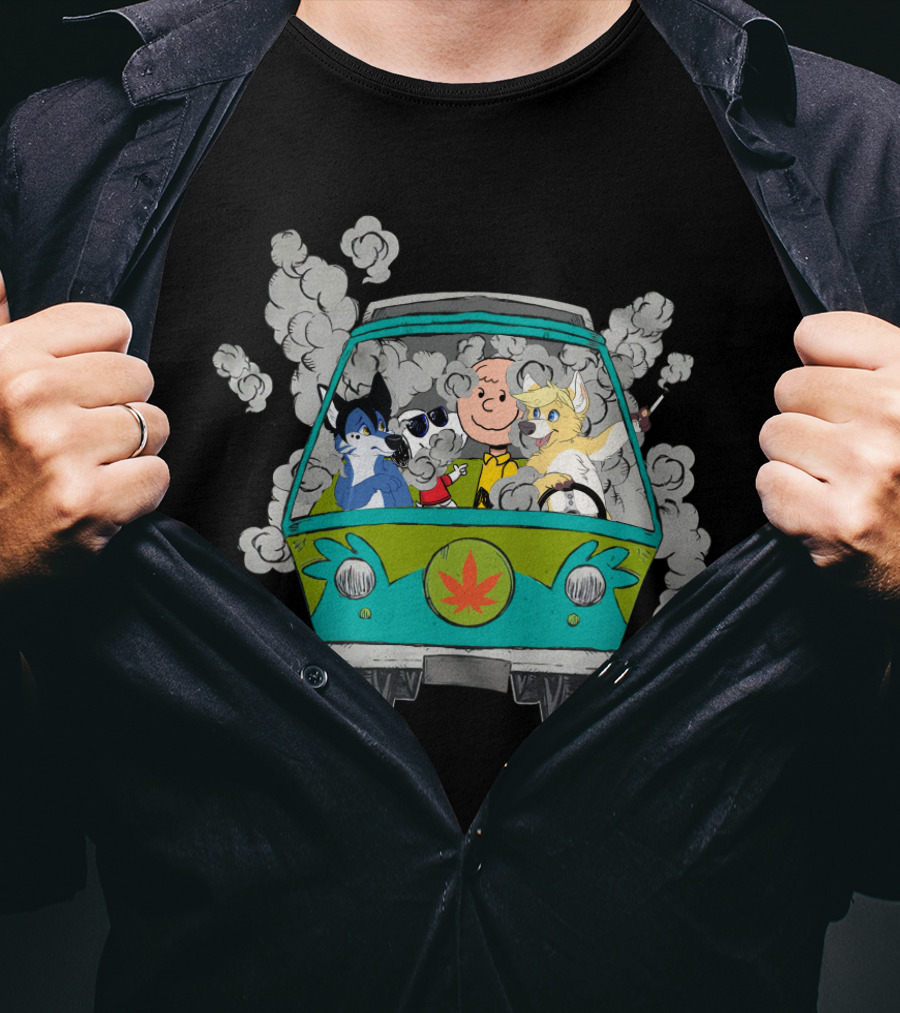 Corgi Ds0 Charlie Brown Woodstock Van Cannabis Smoke T-Shirt