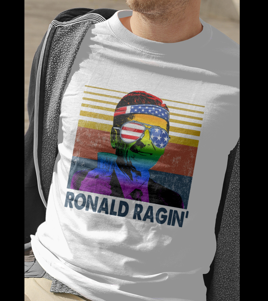 Ronald Ragin Rainbow Americana Bandana Sunglasses Flag Stripes T-Shirt