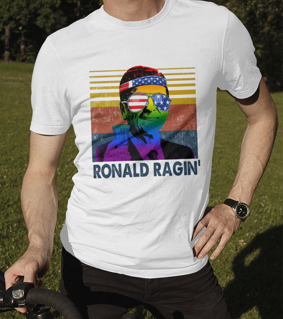 Ronald Ragin Rainbow Americana Bandana Sunglasses Flag Stripes T-Shirt