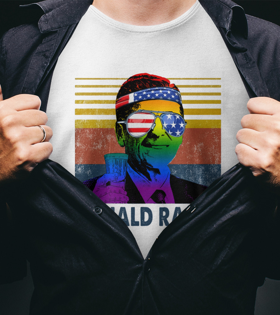 Ronald Ragin Rainbow Americana Bandana Sunglasses Flag Stripes T-Shirt
