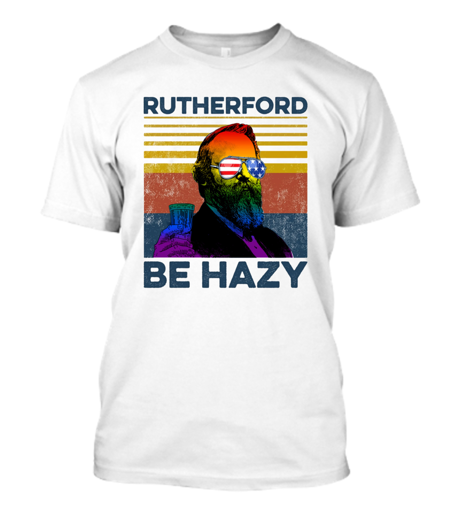 Rutherford Be Hazy Patriotic Sunglasses With Drink T-Shirt
