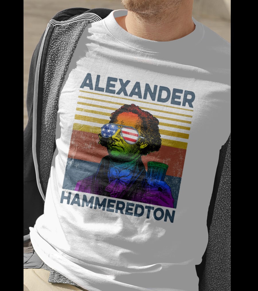 Alexander Hammeredton American Flag Sunglasses Beer Drink T-Shirt