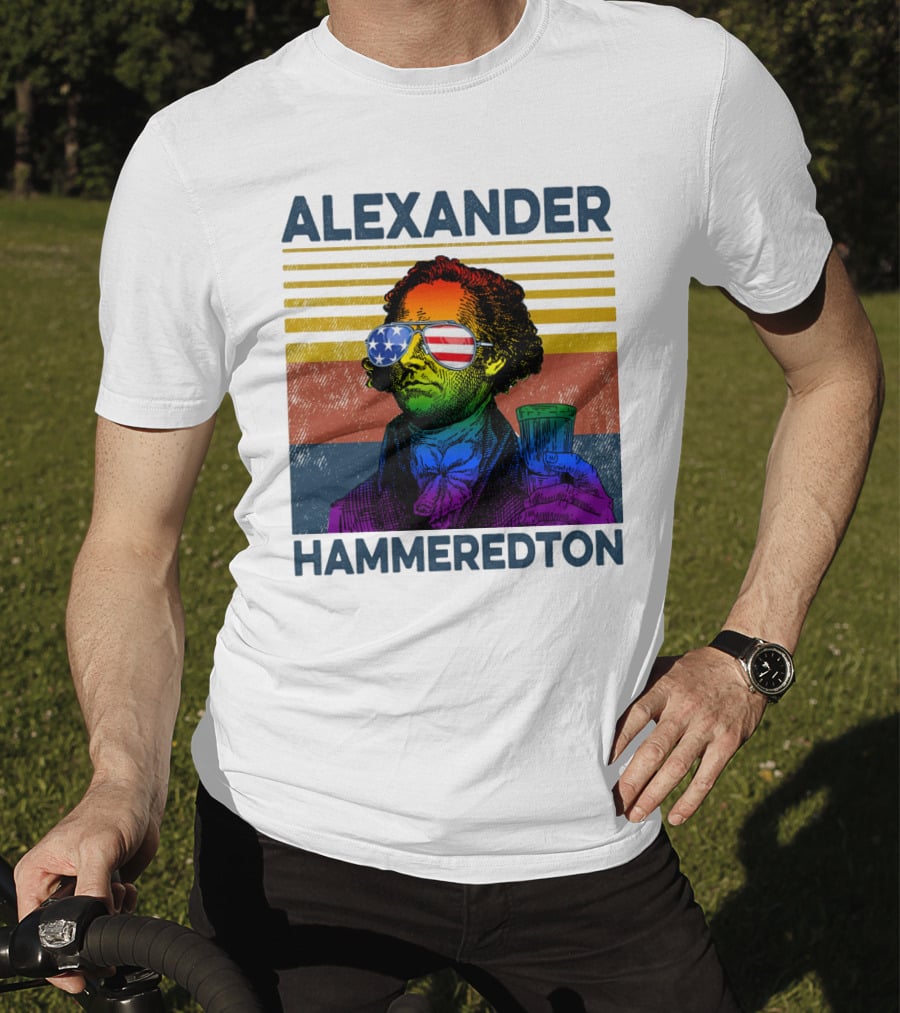 Alexander Hammeredton American Flag Sunglasses Beer Drink T-Shirt