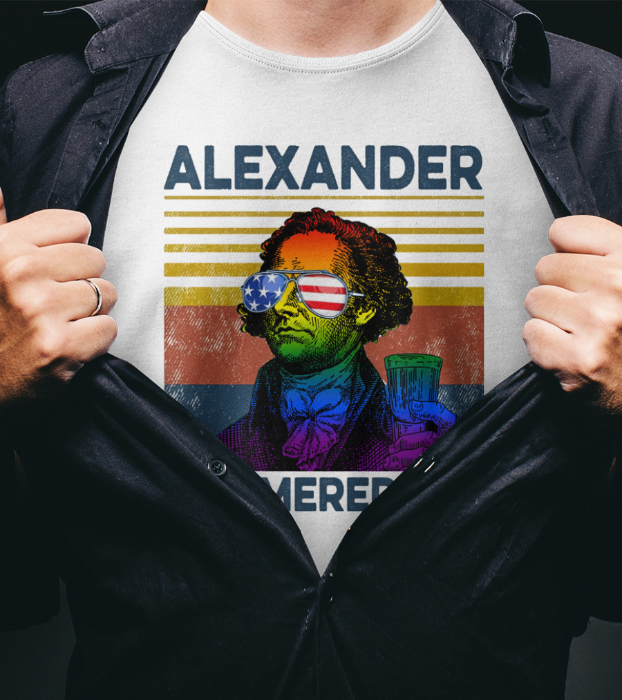 Alexander Hammeredton American Flag Sunglasses Beer Drink T-Shirt