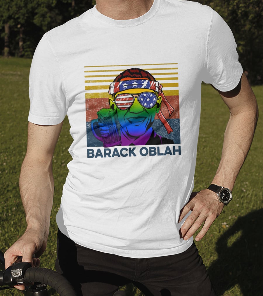 Barack Oblah Patriotic Headband Rainbow Sunglasses Beer Mug T-Shirt