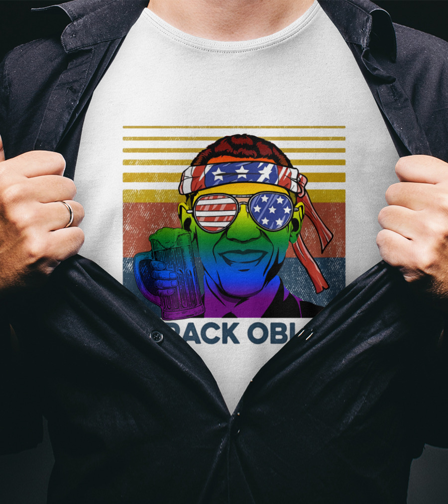 Barack Oblah Patriotic Headband Rainbow Sunglasses Beer Mug T-Shirt