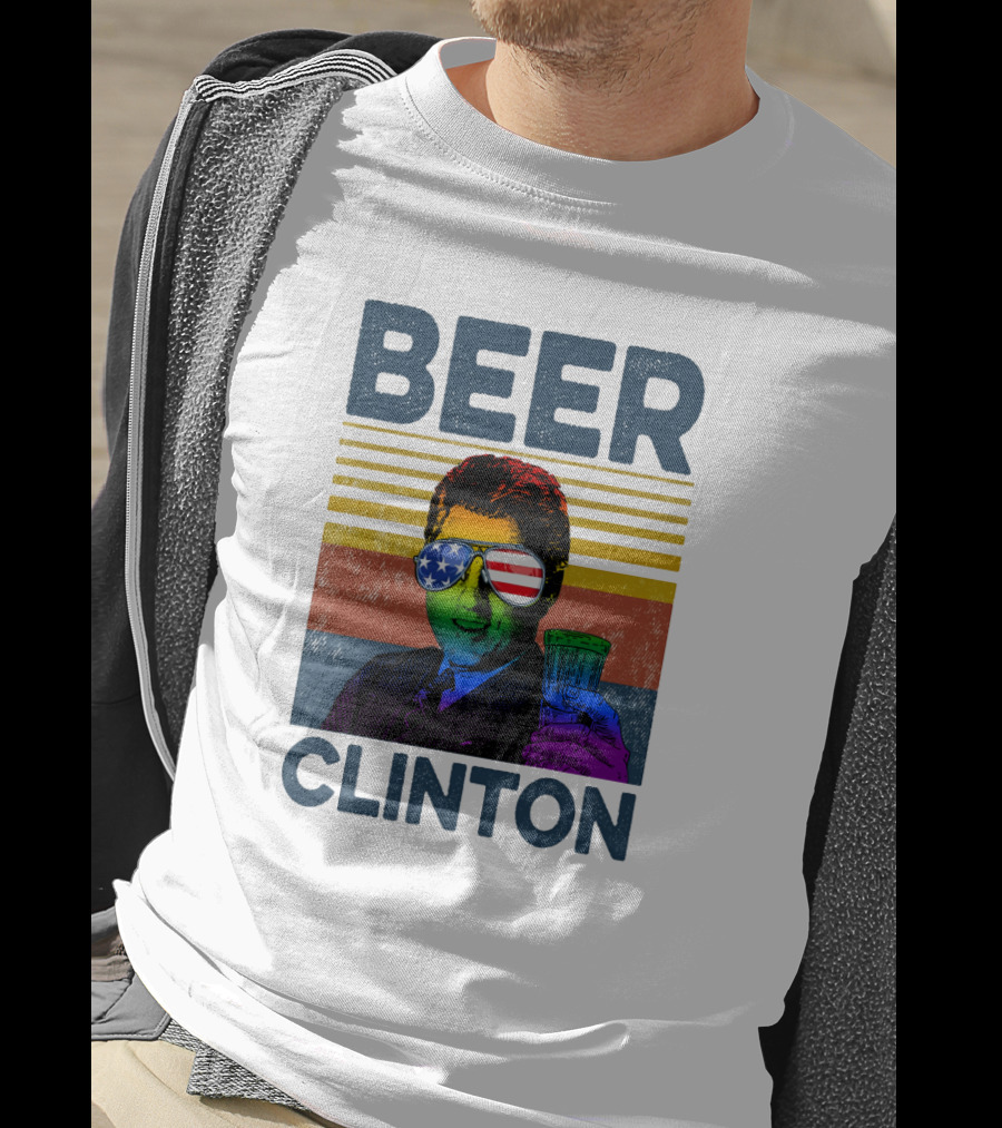 Beer Clinton Stars And Stripes Sunglasses Retro Drink T-Shirt