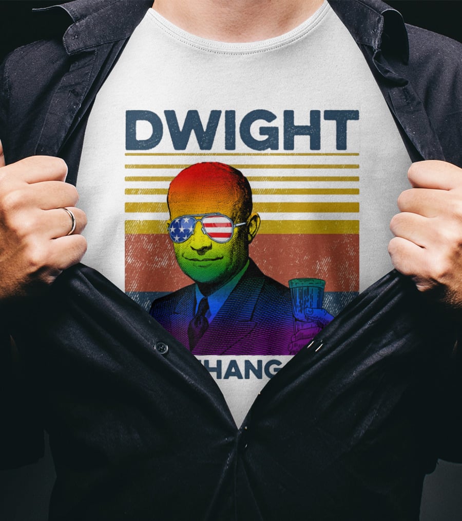 Dwight Eisenhangover Patriotic Beer Mug Rainbow Sunglasses T-Shirt