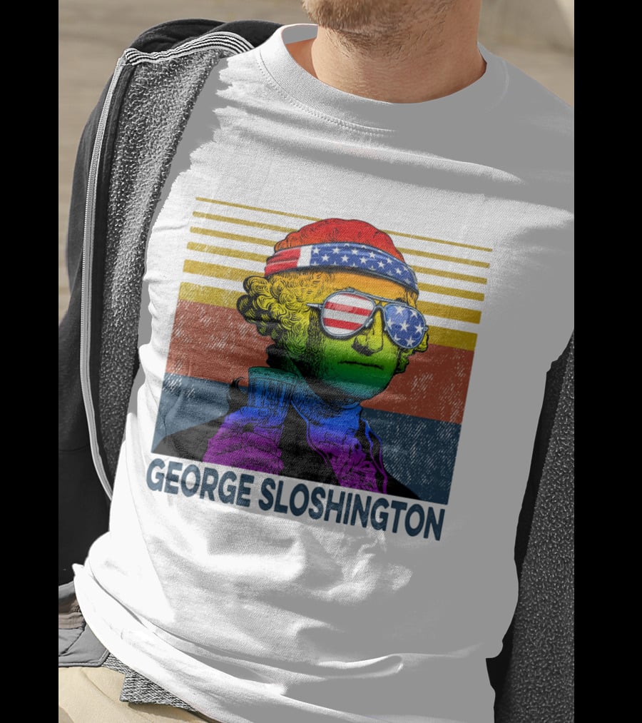 George Sloshington Patriotic Beer Celebration With American Flag Bandana And Sunglasses T-Shirt