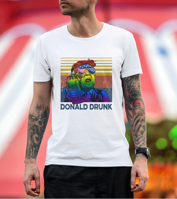 Premium T-Shirt: Donald Drunk Vintage Style Patriotic Beer Lover T-Shirt Donald Drunk Vintage Style Patriotic Beer Lover T-Shirt