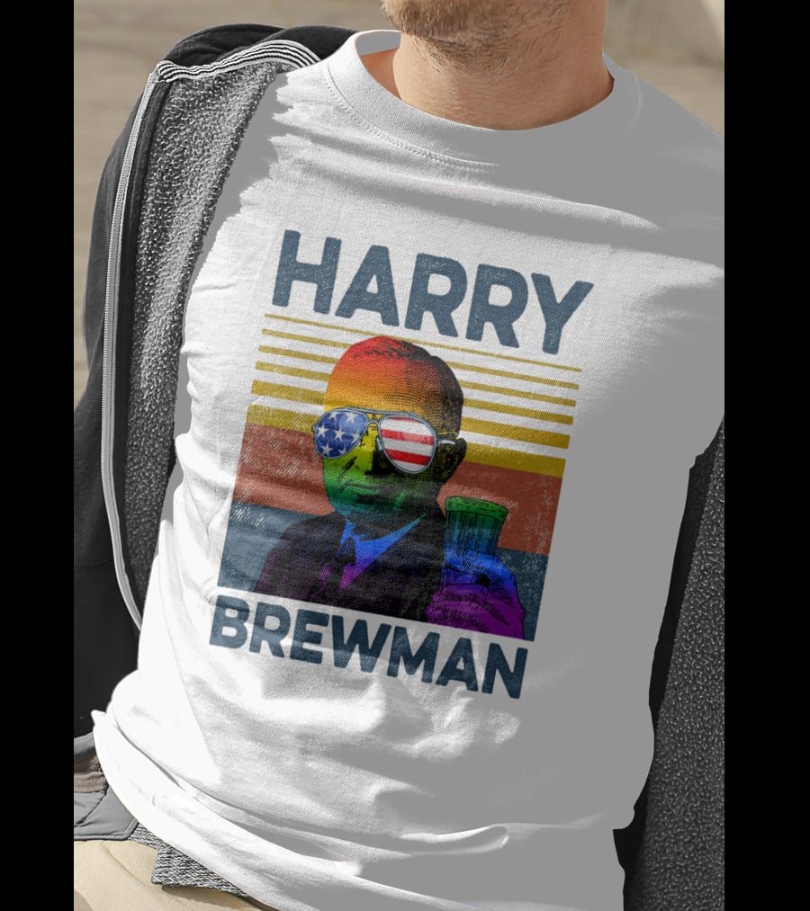 HARRY BREWMAN Patriotic Sunglasses Beer Drink T-Shirt