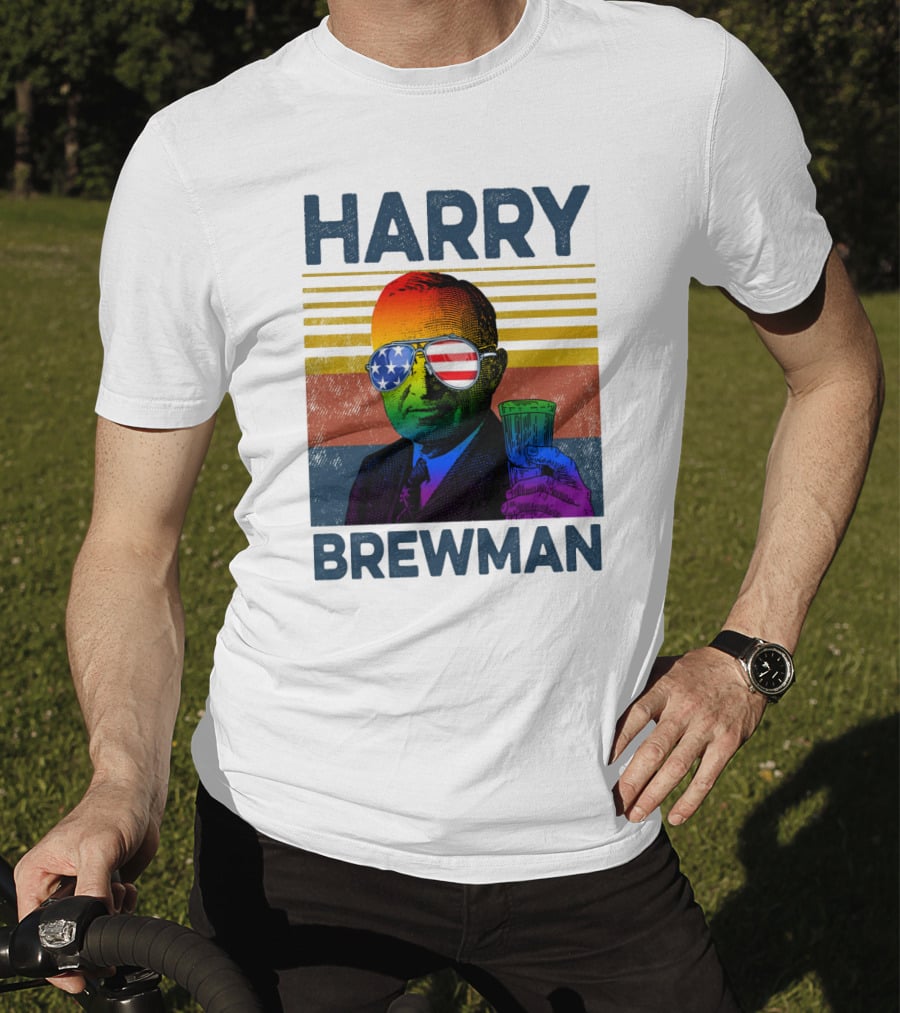 HARRY BREWMAN Patriotic Sunglasses Beer Drink T-Shirt