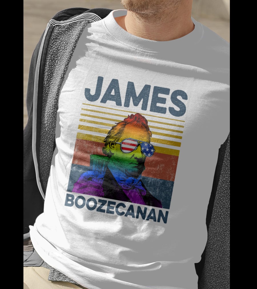 James Boozecanan American Flag Sunglasses With Beer Drink Rainbow T-Shirt