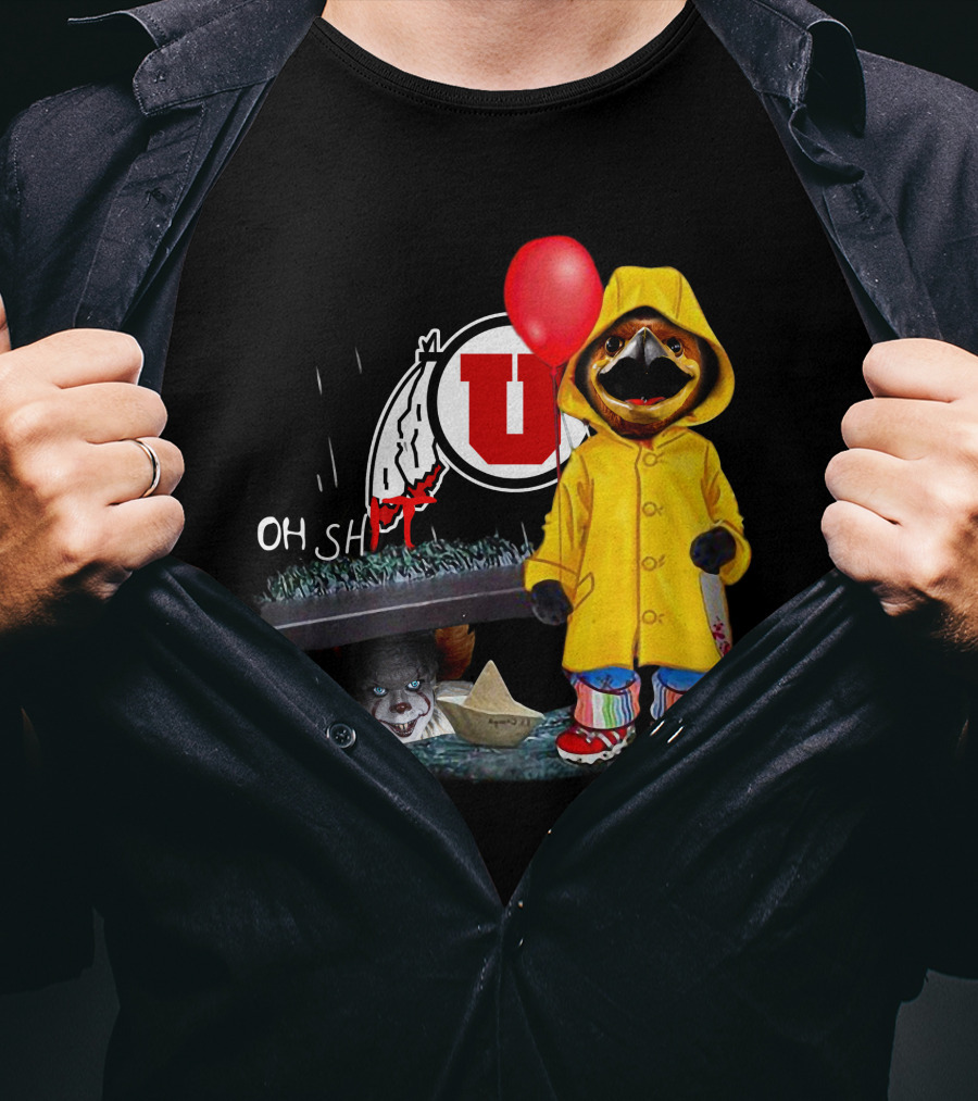 Utah Utes Oh Shh Pennywise Yellow Raincoat Red Balloon T-Shirt