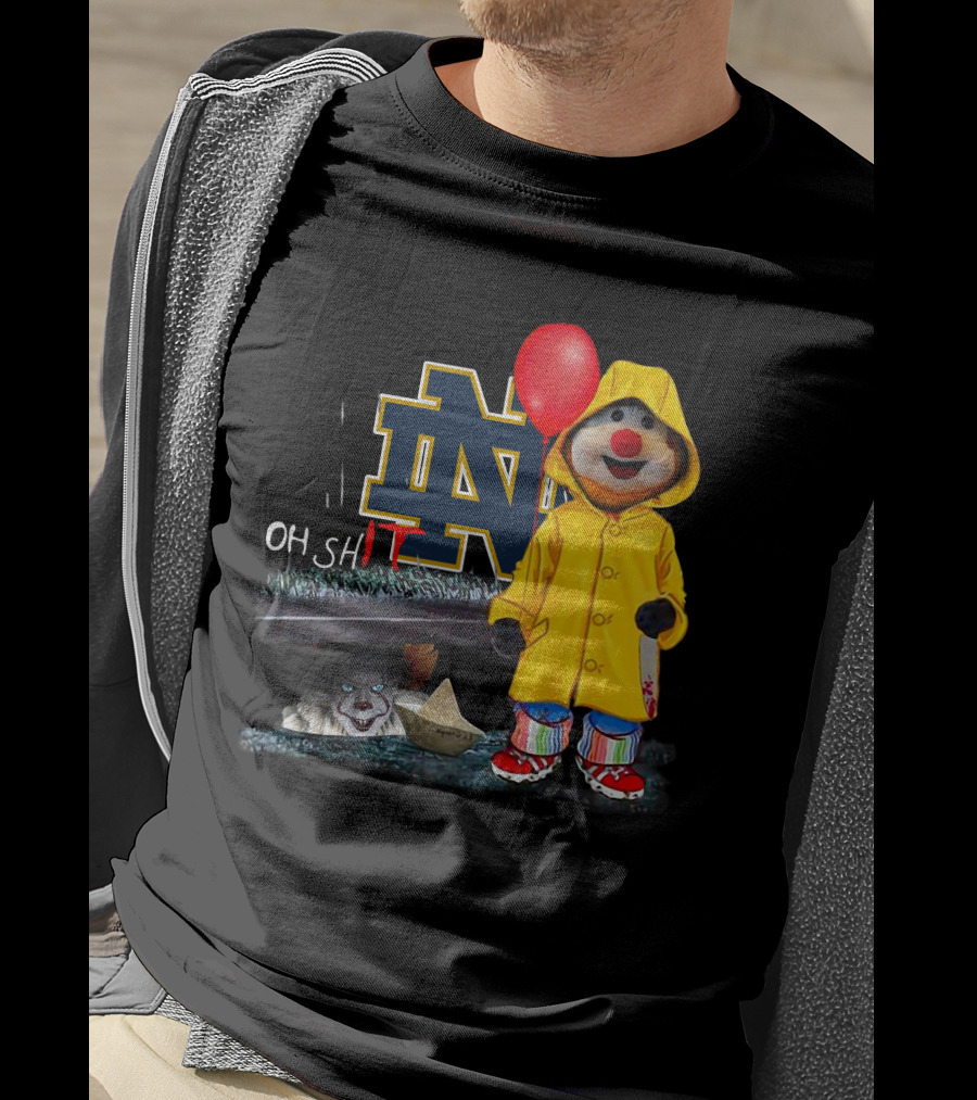 Notre Dame Fighting IrishDs Pennywise Clown Mashup Oh Shit Balloon T-Shirt