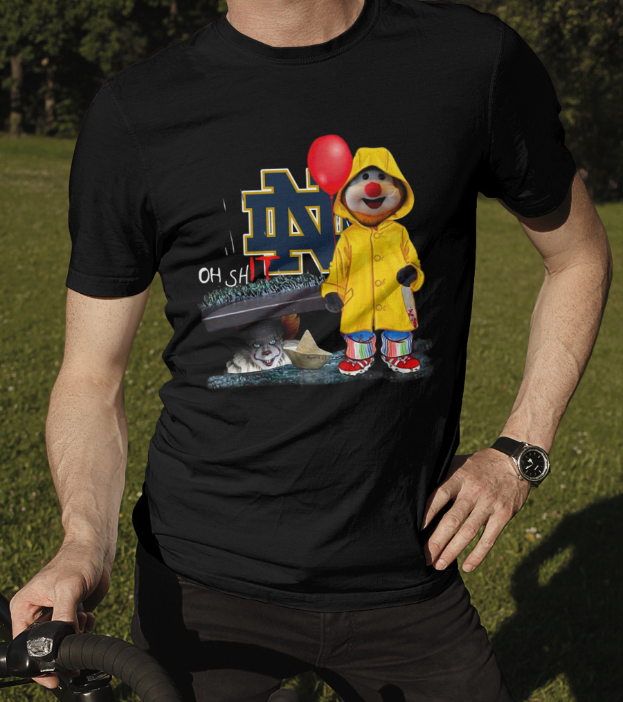 Notre Dame Fighting IrishDs Pennywise Clown Mashup Oh Shit Balloon T-Shirt