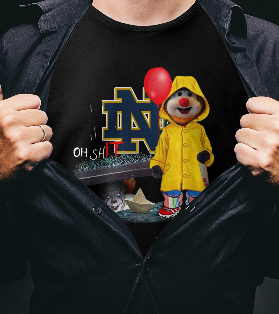 Notre Dame Fighting IrishDs Pennywise Clown Mashup Oh Shit Balloon T-Shirt