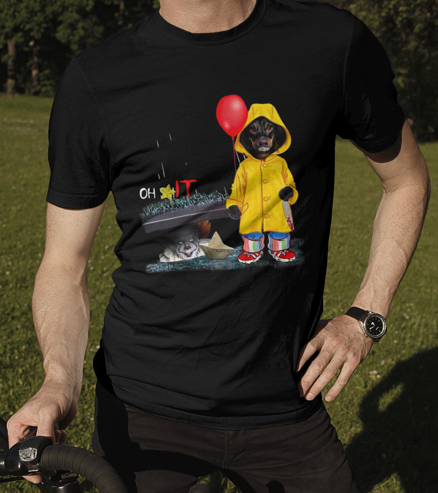 DachshundDs Oh IT With Creepy Clown And Red Balloon In Yellow Raincoat T-Shirt