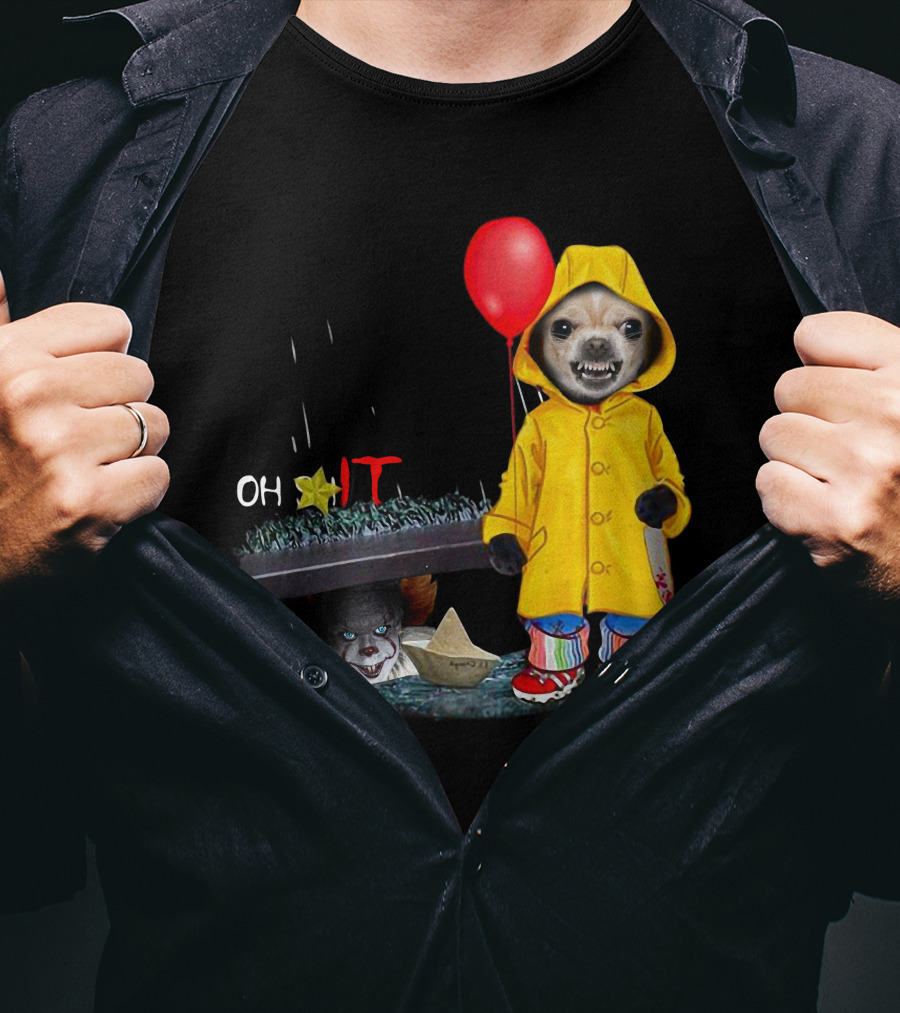 Oh ★IT ChihuahuaDs Raincoat Red Balloon Pennywise Sewers T-Shirt