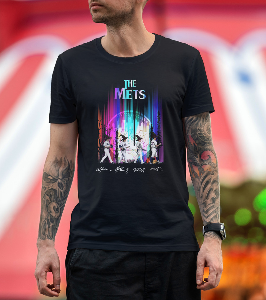 The Mets Neon Forest Baseball Player Walk with Signatures T-Shirt